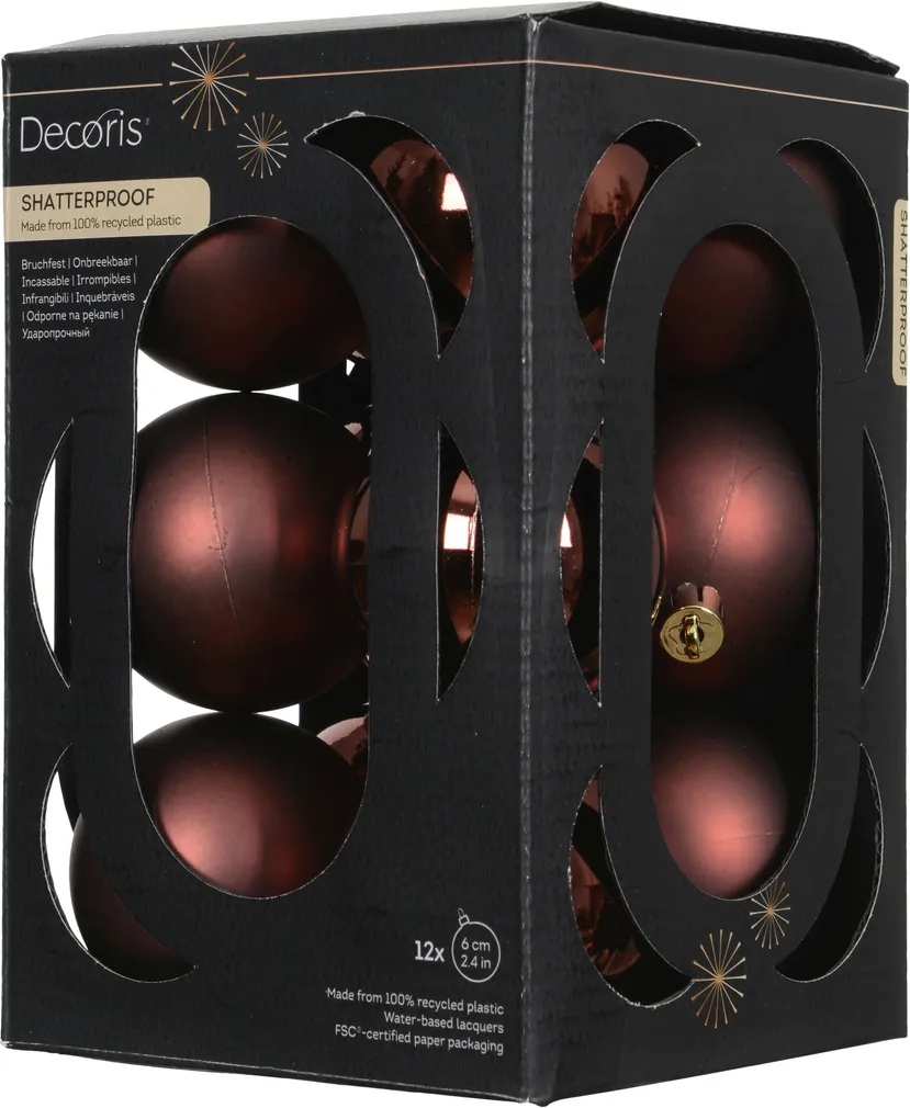 JÕULUKUULID Ø6CM PLAST PUNANE 12TK PAKIS