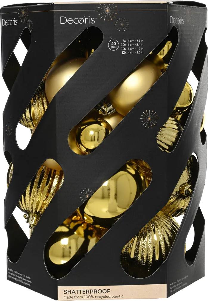 JÕULUKUULID PURUNEMISKINDEL, KULD MIX 40TK PAKIS