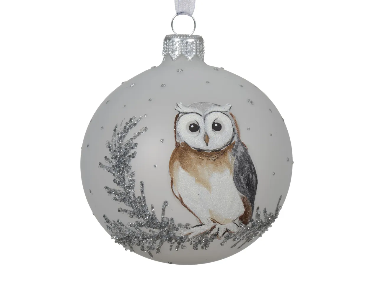 JÕULUKUUL ÖÖKULL Ø8CM KLAAS VALGE