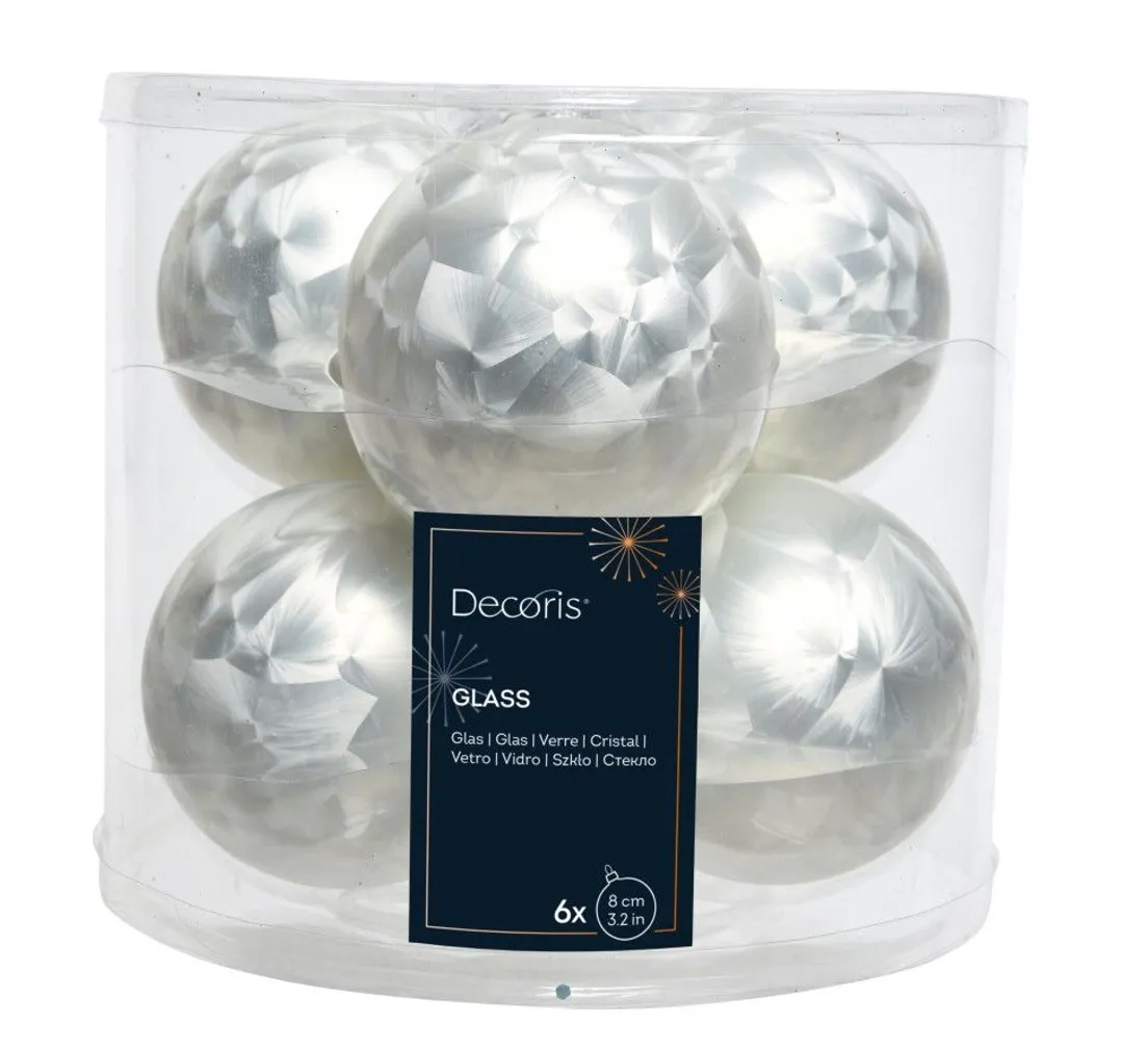 JÕULUKUULID Ø8CM MATT KLAAS VALGE 6TK PAKIS