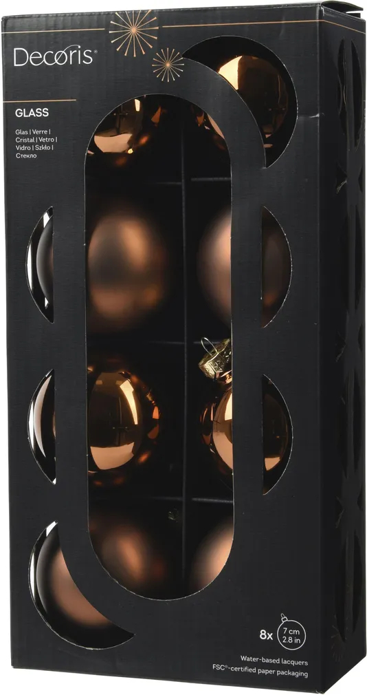 JÕULUKUULID Ø7CM KLAAS TUMEPRUUN 8TK PAKIS