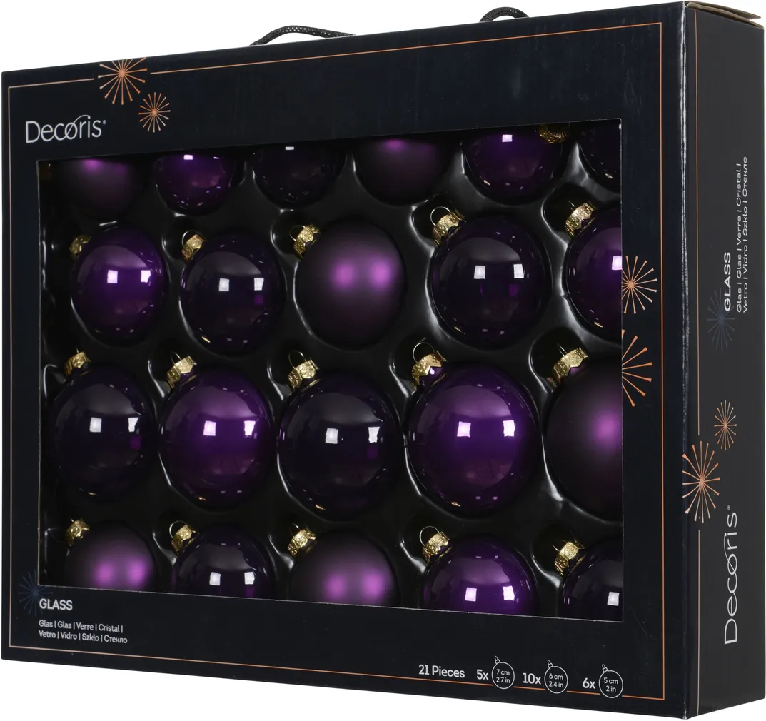 JÕULUKUULID Ø7CM KLAAS LILLA 21TK PAKIS