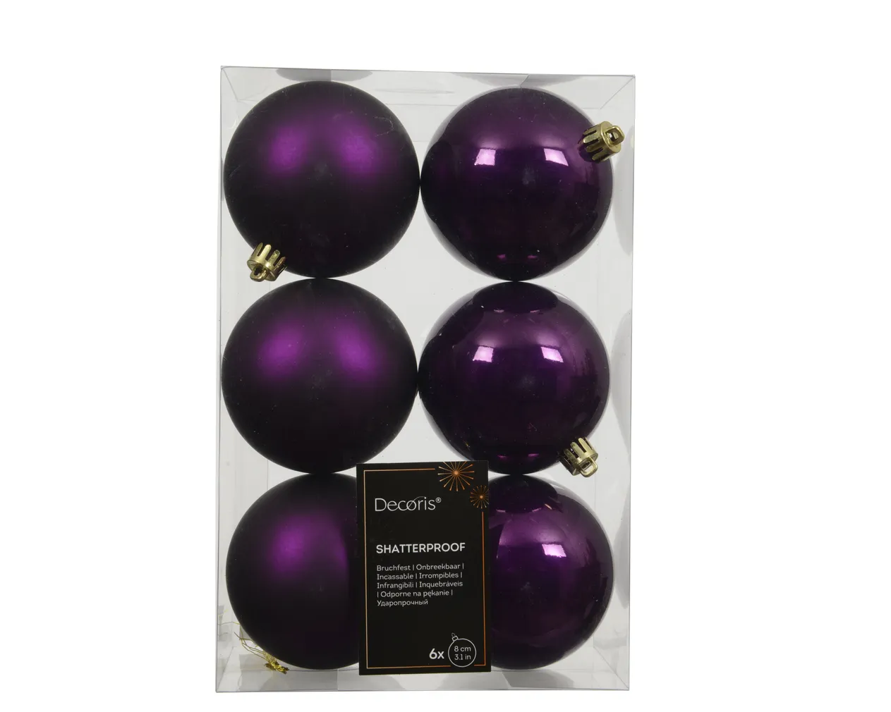 JÕULUKUULID Ø8CM PLAST LILLA 6TK PAKIS