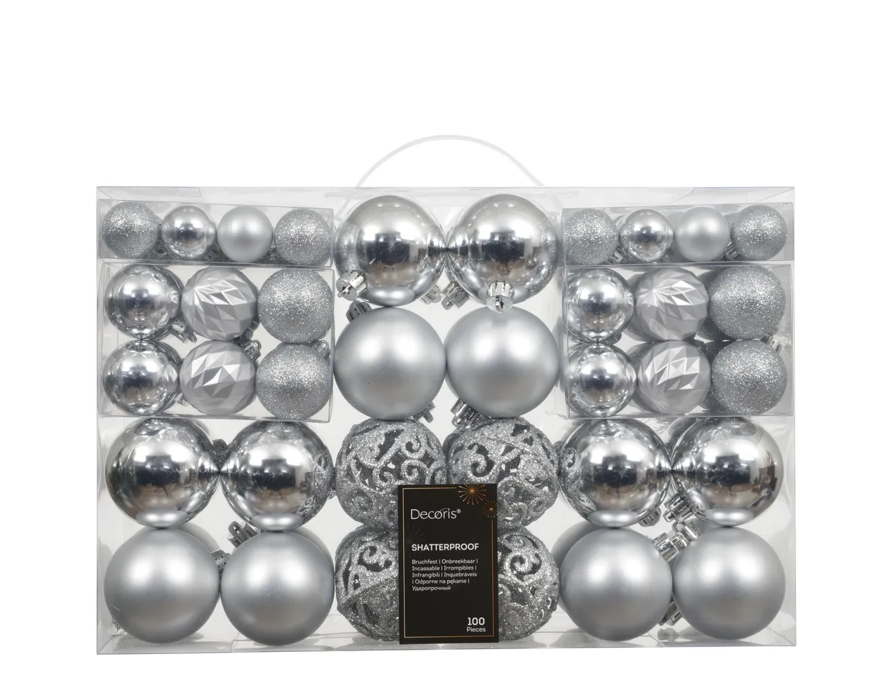 JÕULUKUULID Ø6CM PLAST HÕBEDA MIX 100TK PAKIS