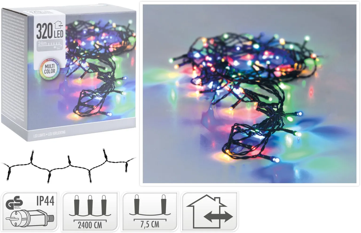 JÕULUVALGUSTUS 320LED 24M IP44 MITMEVÄRVILINE