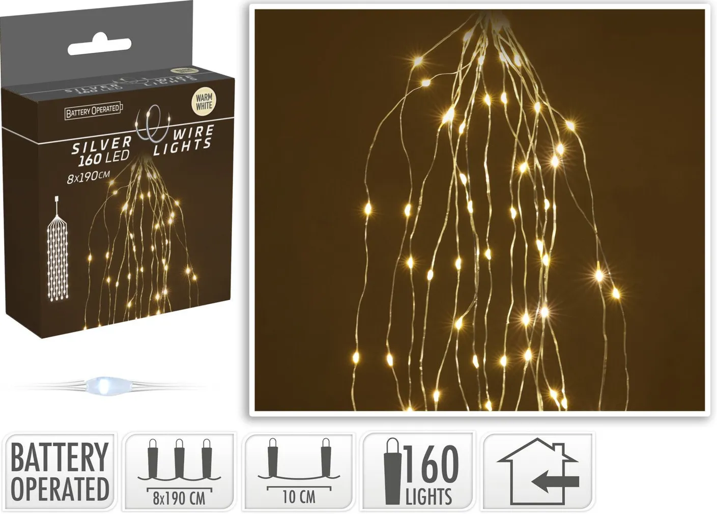 JÕULUPUU TULED 160LED 8X190CM SOE VALGUS 4XAA
