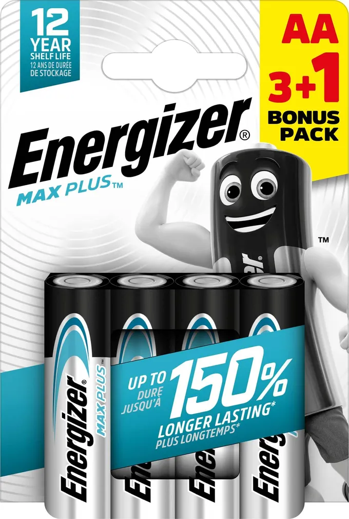 PATAREI ENERGIZER MAX PLUS ALKALINE AA 1,5V 4TK PAKIS