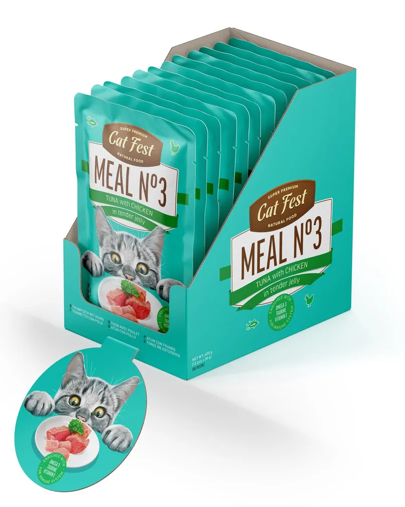 MÄRGTOIT CATFEST KASSIDELE TUUNIKALA TARRETIS KANALIHAGA 12X50G