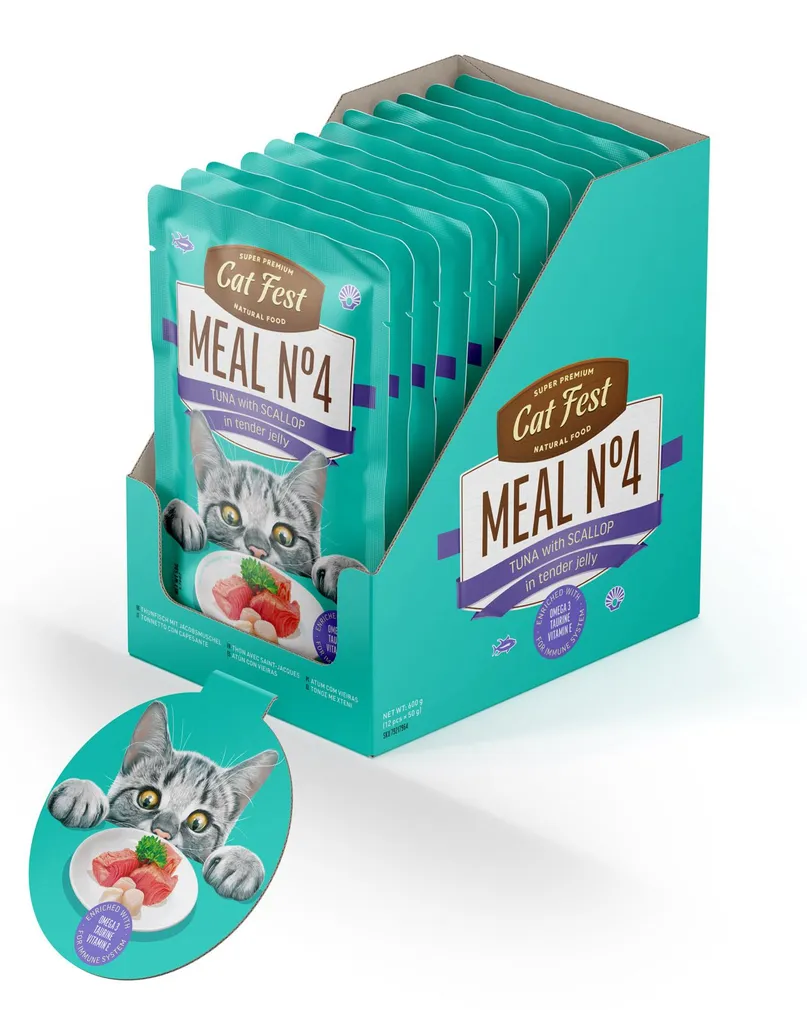 MÄRGTOIT CATFEST KASSIDELE TUUNIKALA TARRETIS KAMMKARBIGA 12X50G