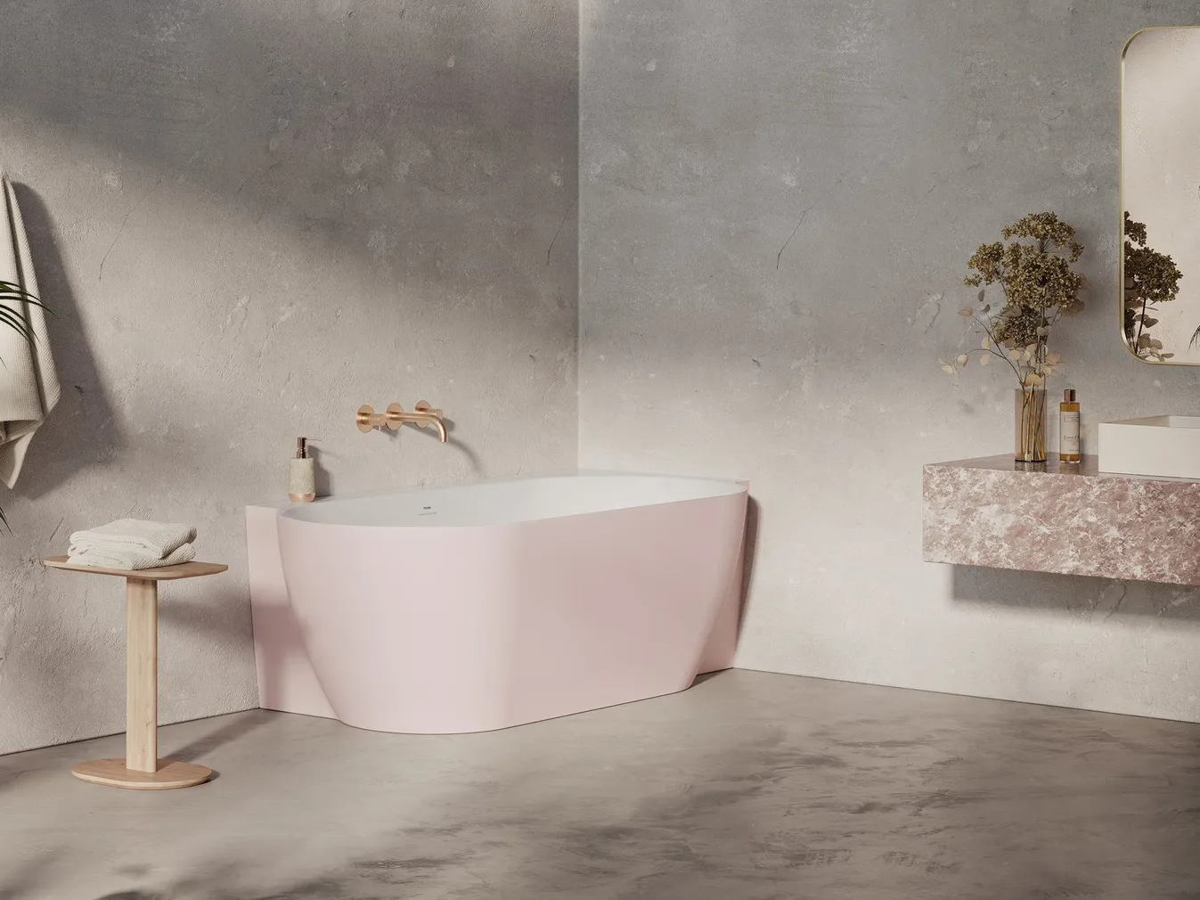 AKRÜÜLVANN RAVAK FREEDOM CORNER II TEC R 175X86 ALABASTER PINK