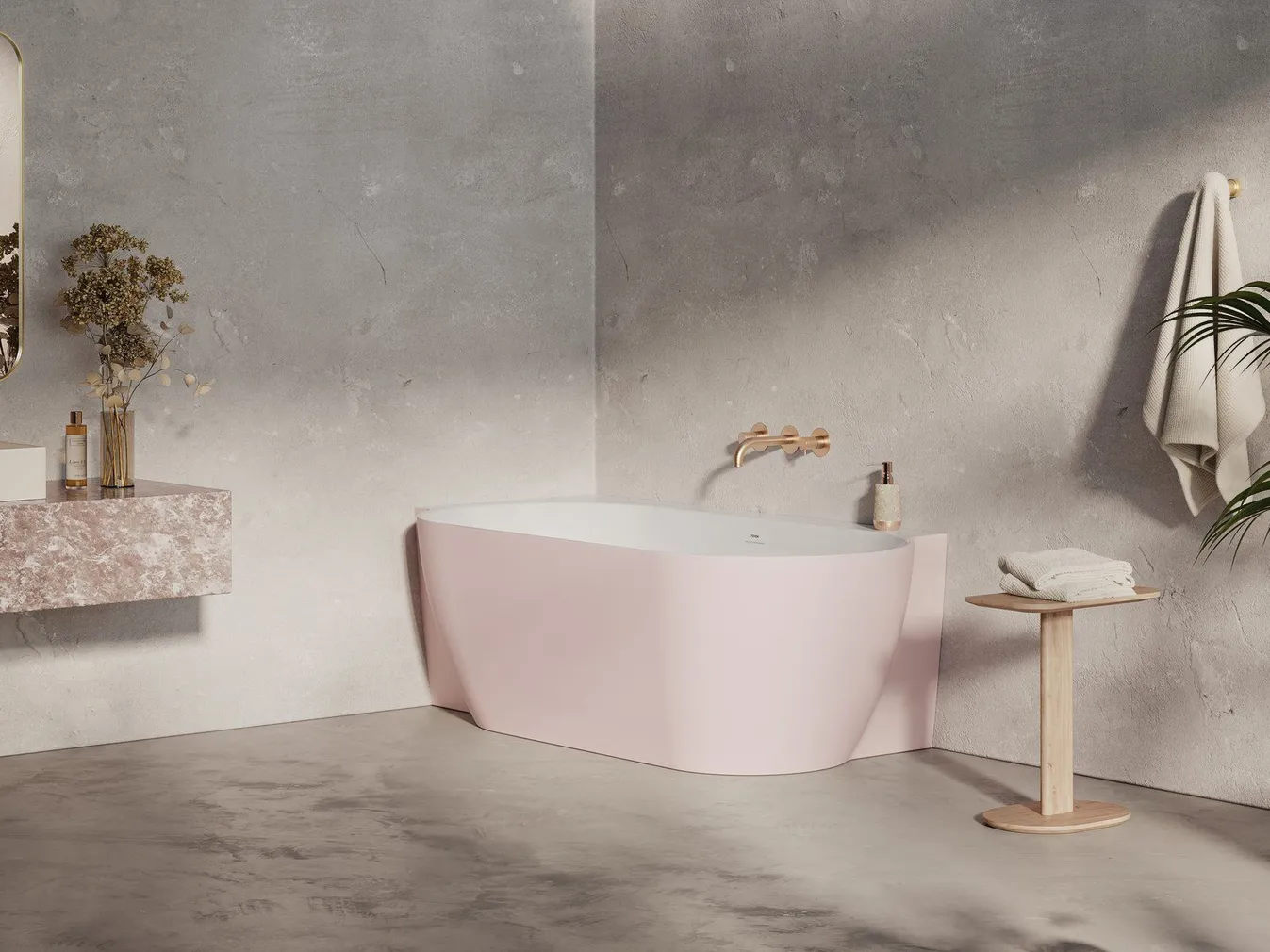 AKRÜÜLVANN RAVAK FREEDOM CORNER II TEC L 175X86 ALABASTER PINK