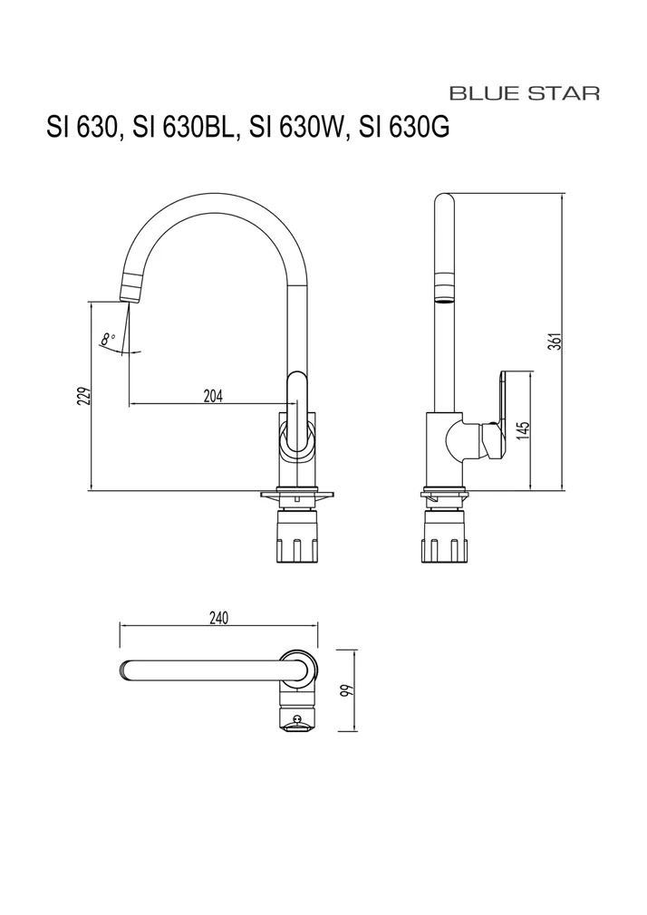 KÖÖGISEGISTI BLUE STAR SIENA SI 630BL MUST MATT