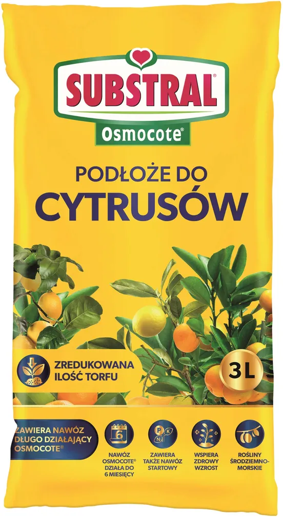 KASVUSUBSTRAAT SUBSTRAL TSITRUSELISTELE OSMOCOTE VÄETISEGA 3L
