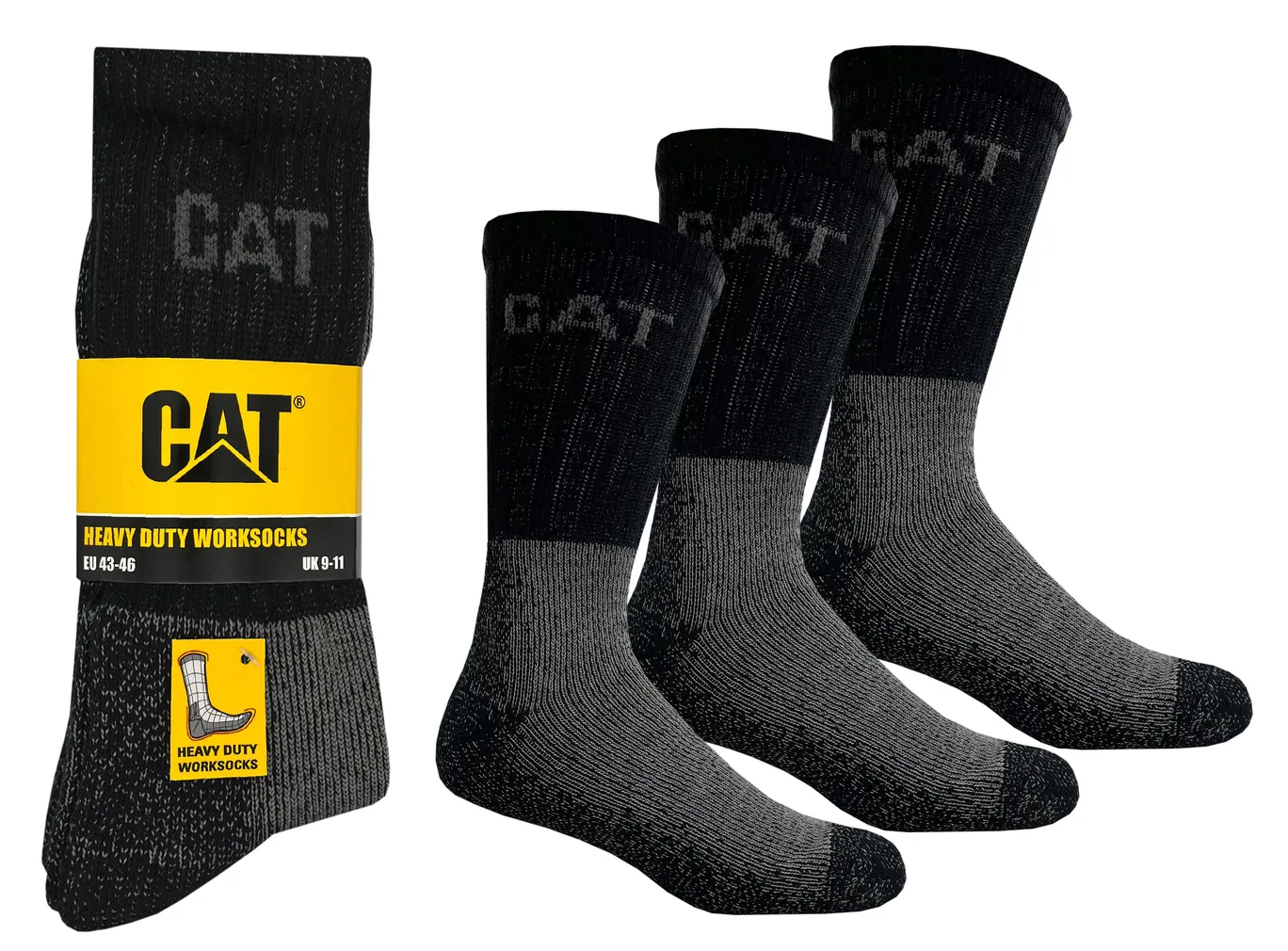TÖÖSOKID CAT HEAVY WORK MUST 43/46, 3 PAARI PAKIS