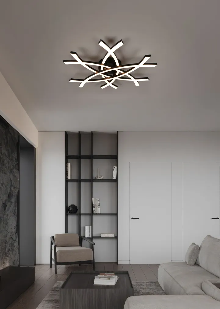 PLAFOON TRIO POLLOCK LED 62X59CM MUST MATT