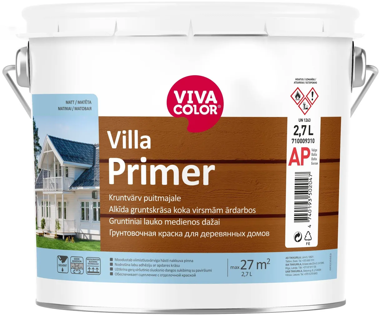 KRUNTVÄRV VIVACOLOR VILLA PRIMER 3L VALGE MATT