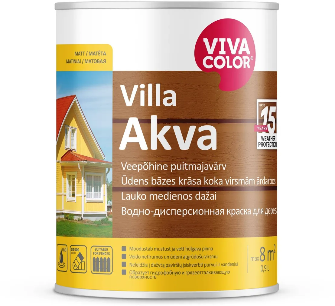 PUITFASSAADIVÄRV VIVACOLOR VILLA AKVA 0,9L VALGE MATT