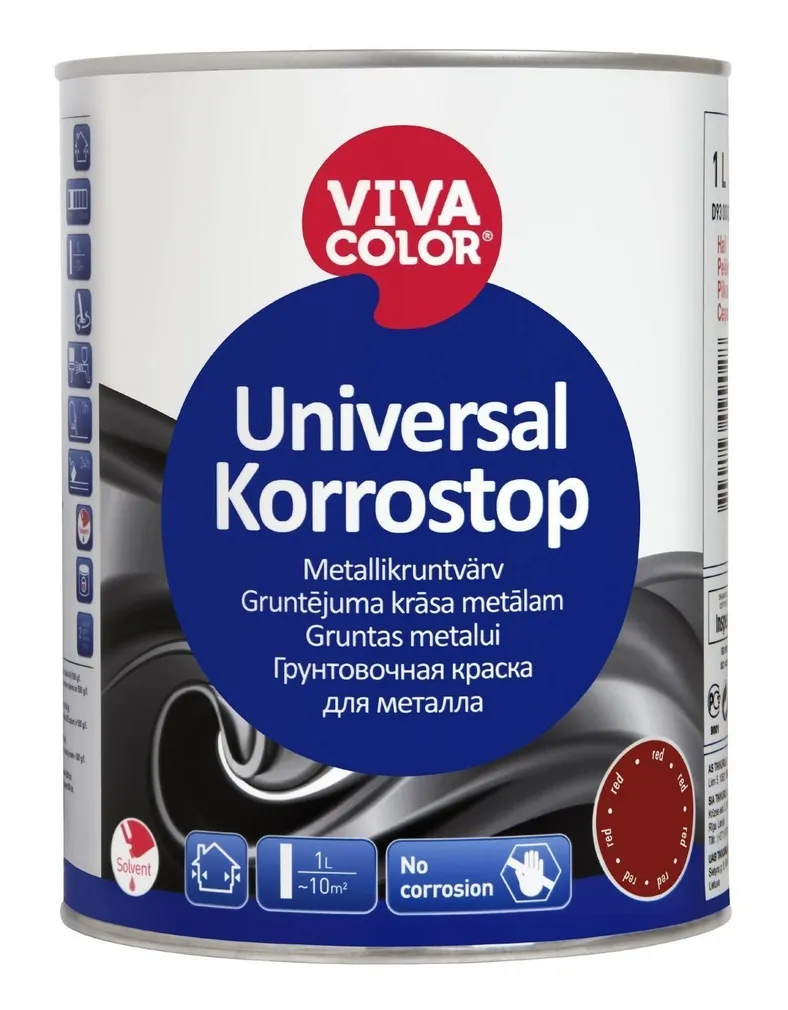 METALLIKRUNTVÄRV VIVACOLOR UNIVERSAL KORROSTOP 1L PUNANE MATT