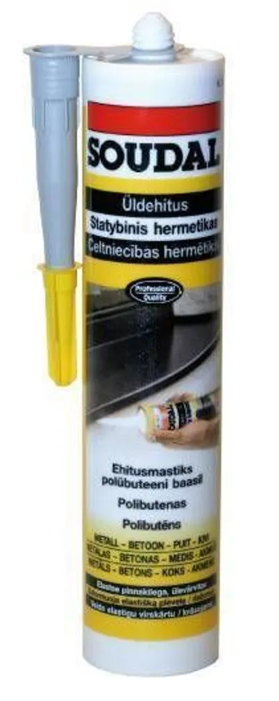 EHITUSMASTIKS BUTYRUB 300ML HALL ELASTNE ÜLEVÄRV. KLAASIMIS-,KANALISATSIOONITÖÖD