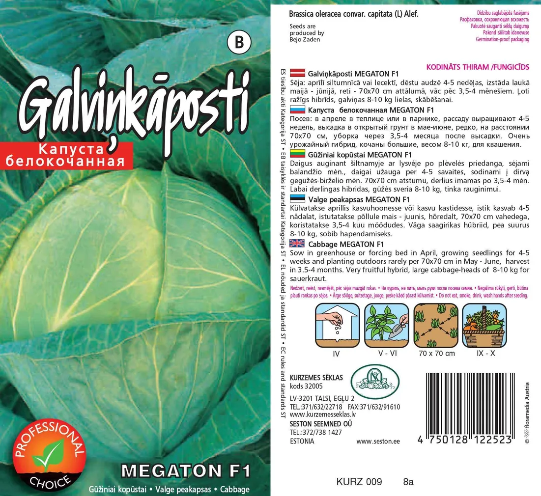 SEEMNED KURZEMES SEKLAS VALGE PEAKAPSAS "MEGATON" F1