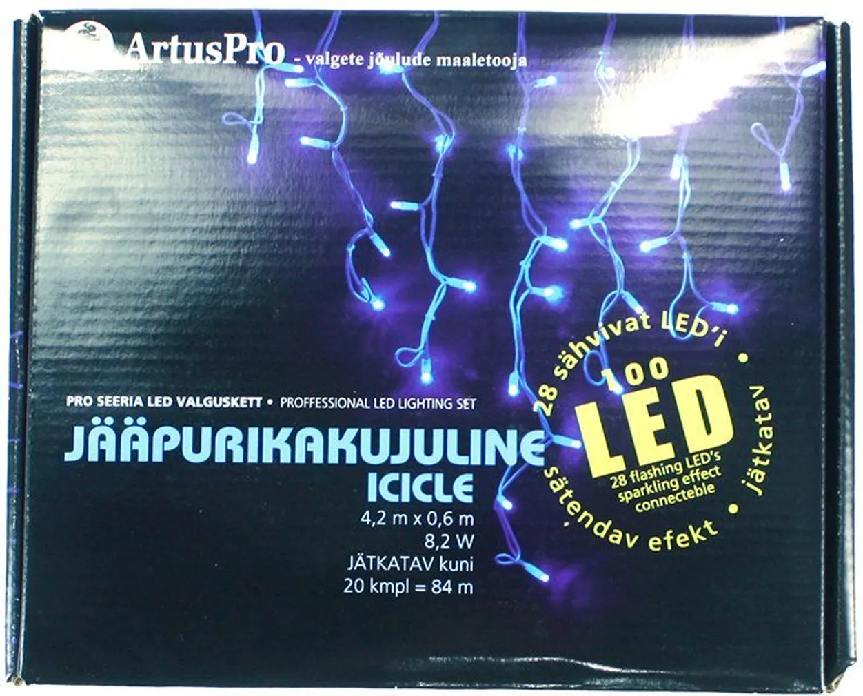 VALGUSKARDIN ARTUS PRO VÄLIS JÄÄPURIKAS 100LED SININE VALGUS 4,2M