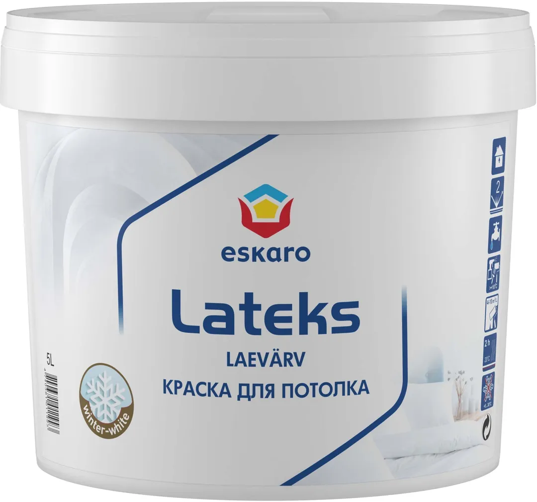 LAEVÄRV ESKARO LATEKS 5L VALGE TÄISMATT