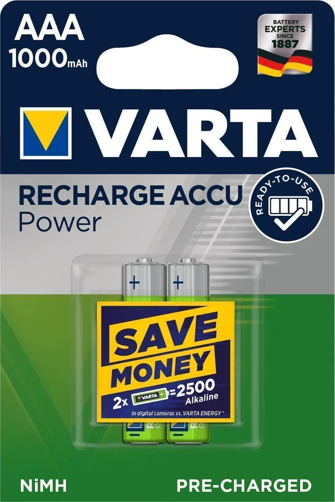AKUPATAREI VARTA RECHARGE ACCU POWER AAA 2TK PAKIS