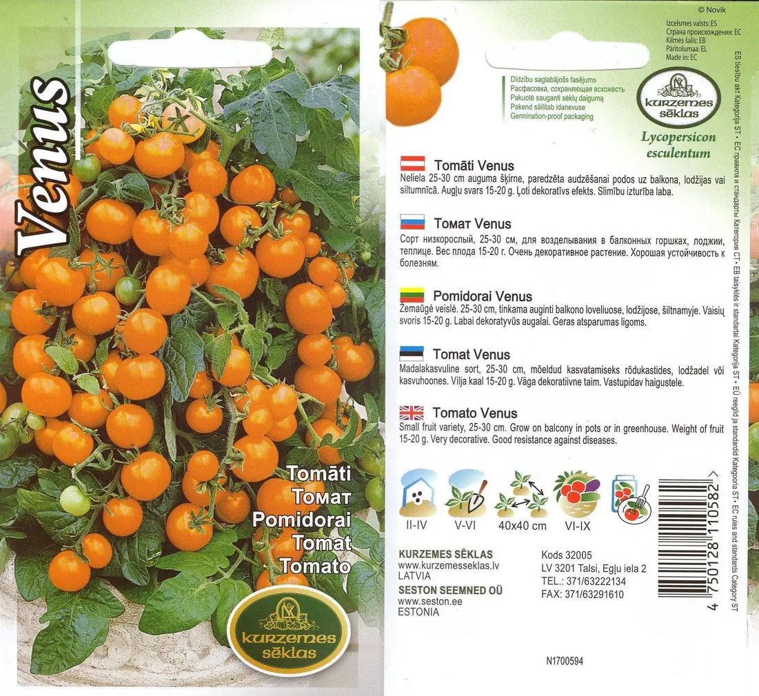 SEEMNED KURZEMES SEKLAS TOMAT VENUS (ORANŽ RÕDUTOMAT) 0,1G