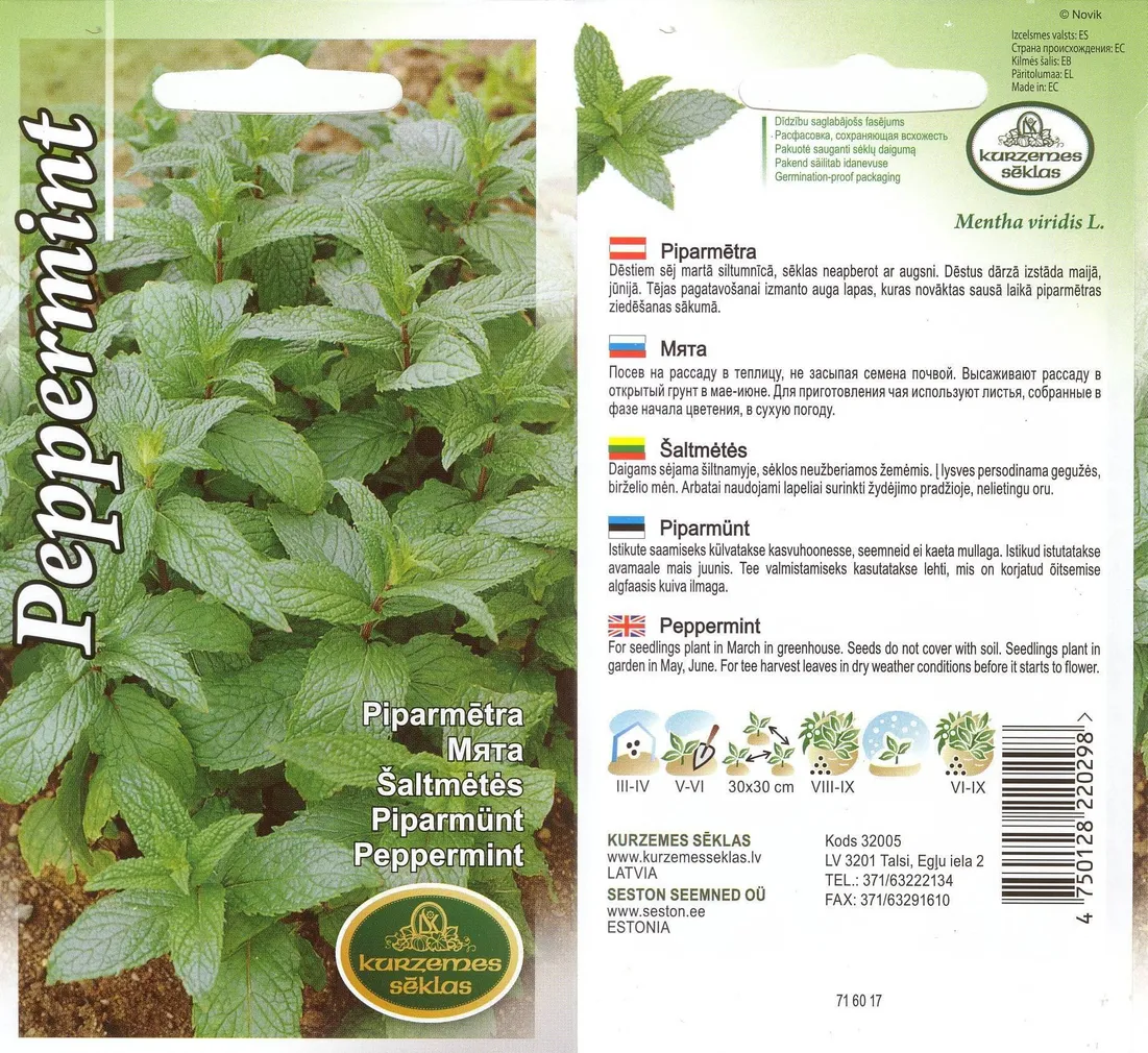 SEEMNED KURZEMES SEKLAS PIPARMÜNT 0,1G