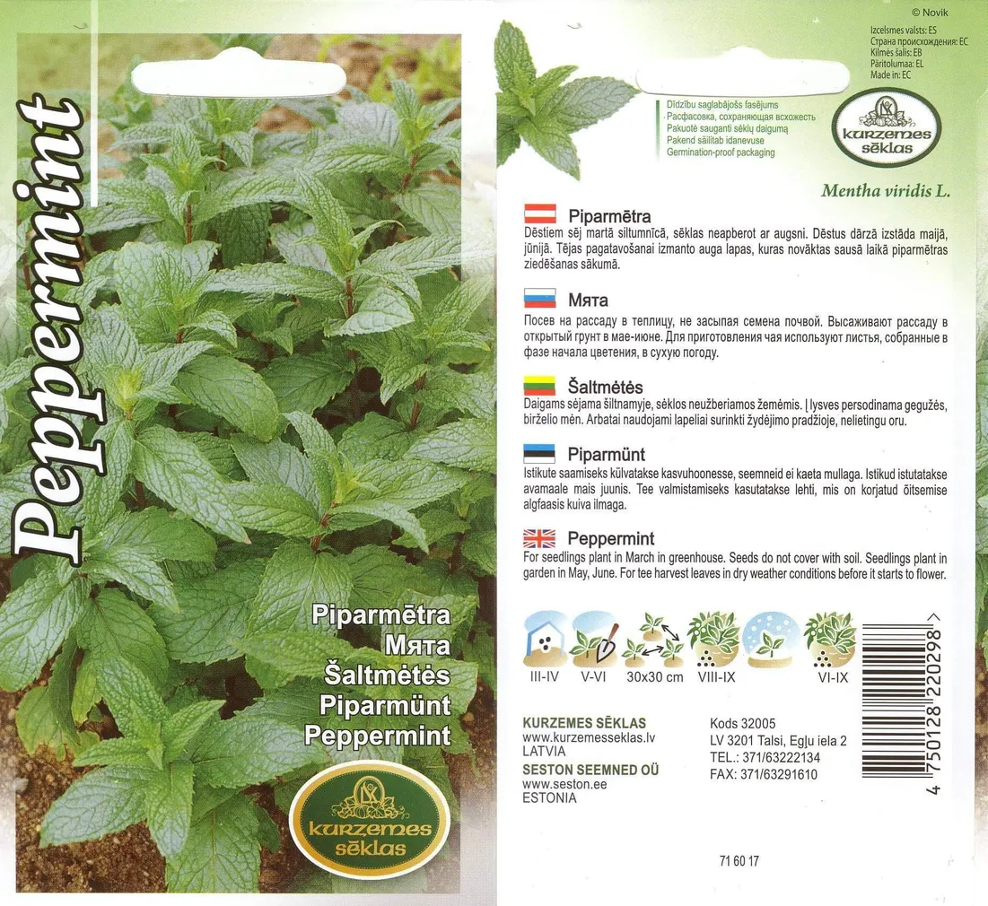 SEEMNED KURZEMES SEKLAS PIPARMÜNT 0,1G