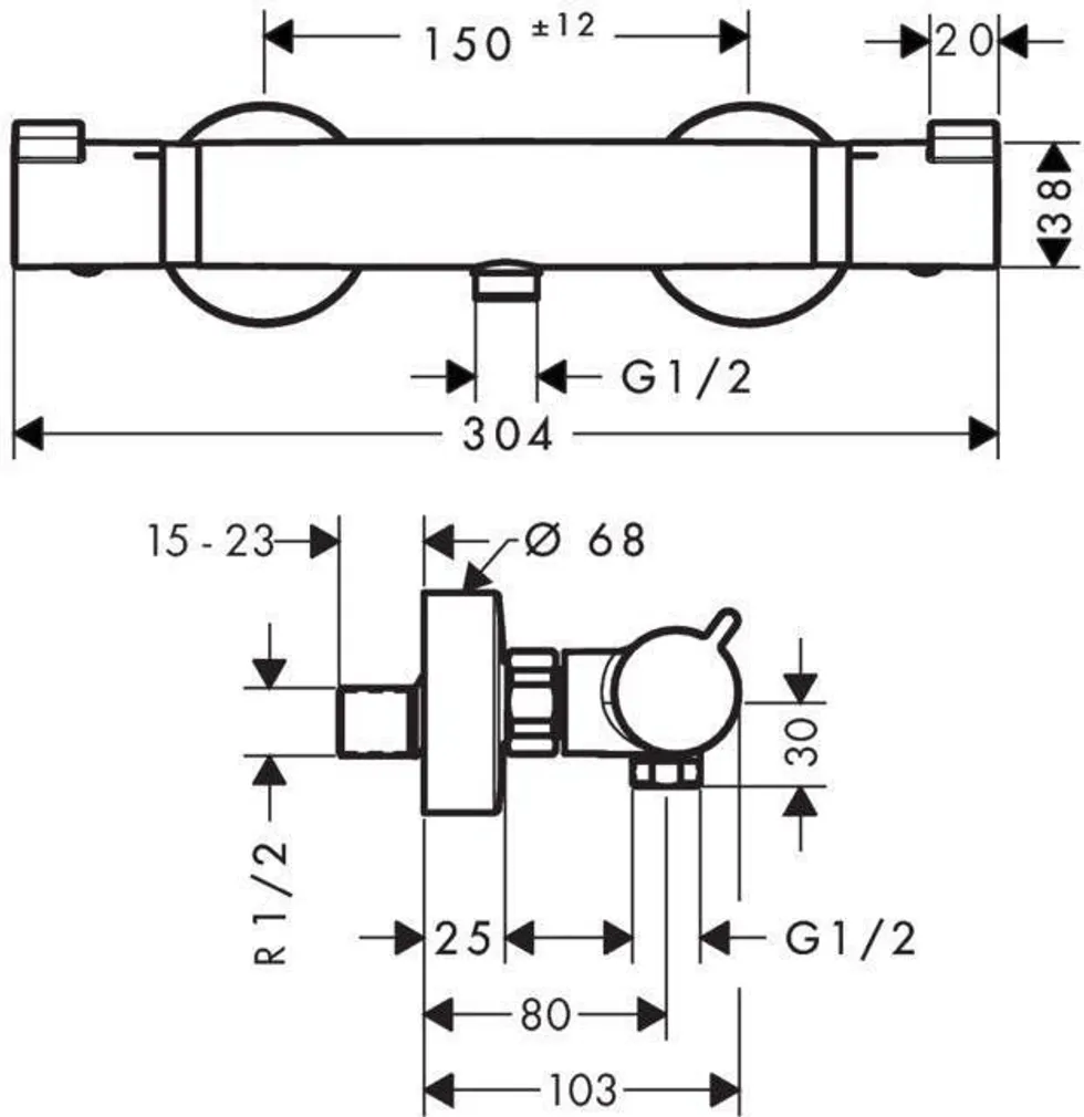 DUŠISEGISTI HANSGROHE COMFORT HG13116000 TERMOSTAAT KROOM