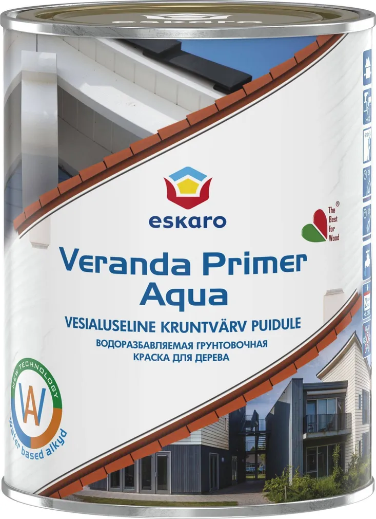 KRUNTVÄRV ESKARO VERANDA PRIMER AQUA 0,9L VALGE MATT