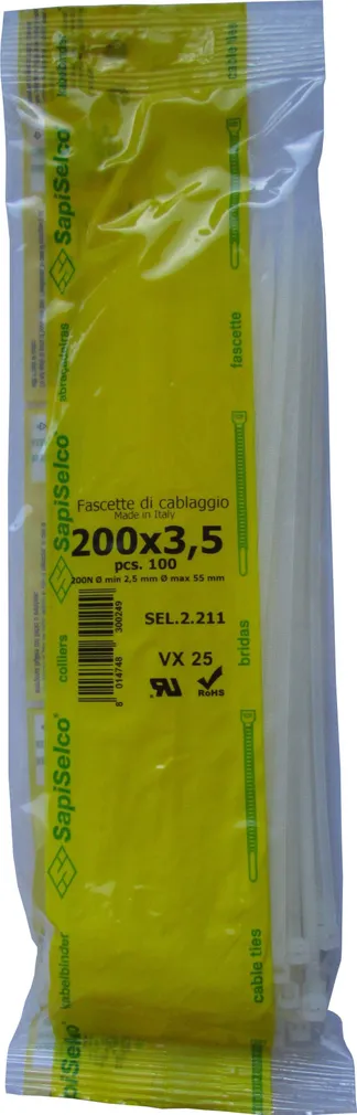 KAABLISIDE SAPISELCO 200 X 3,5MM VALGE 100TK