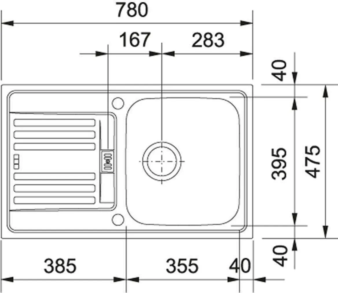 VALAMU FRANKE EUROFORM EFX614-78 ROOSTEVABA 780X475X170MM SILE