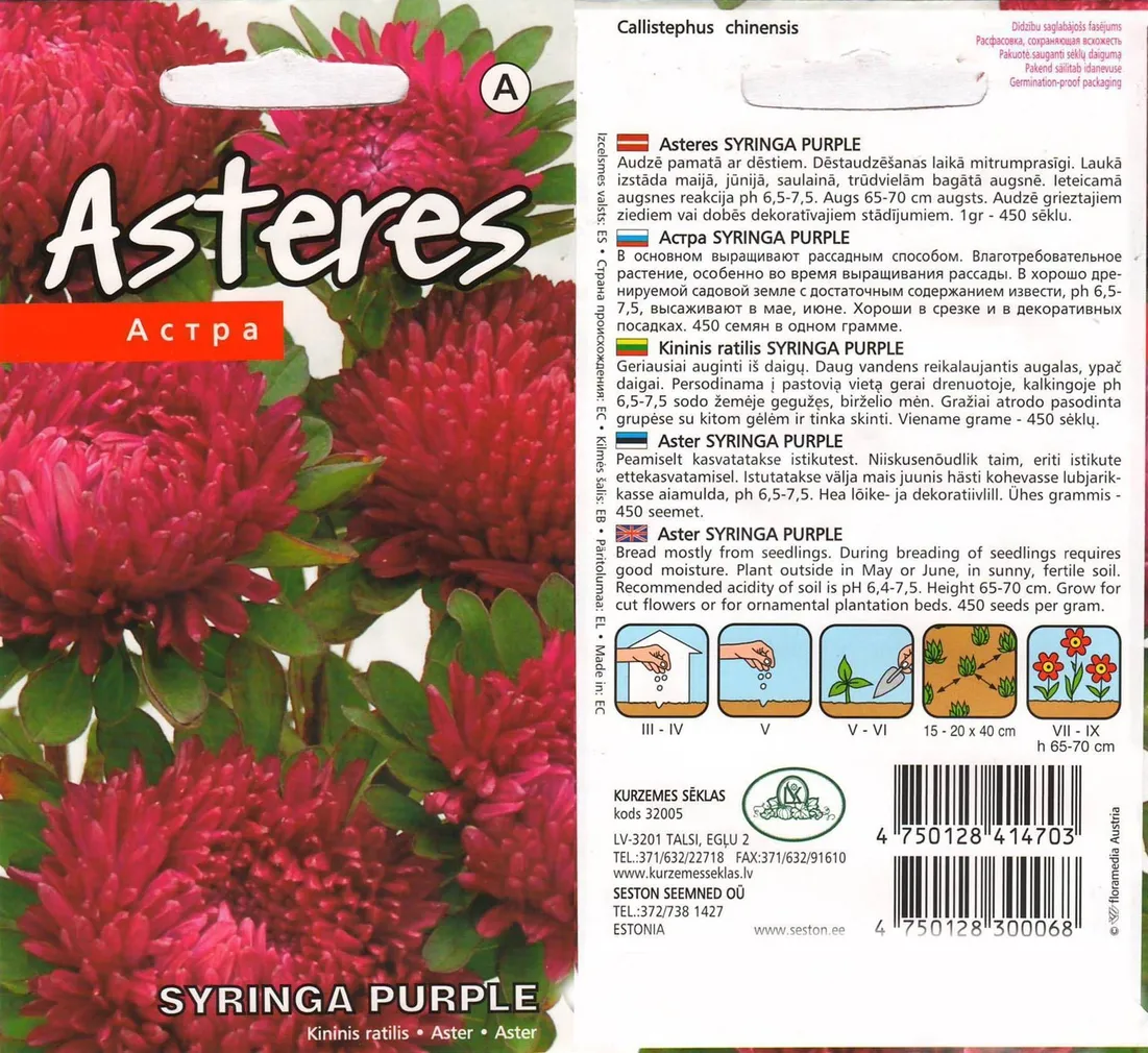 SEEMNED KURZEMES SEKLAS ASTER SYRINGA PURPLE 0,4 G