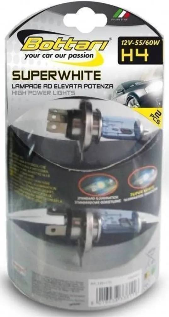 AUTOPIRN H4 55/60W 12V "SUPER WHITE" BOTTARI 2TK