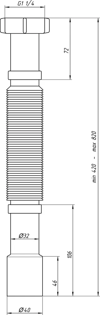 TORU AQUALINE 1 1/4"X32/40X350-800MM PAINDUV GOFR.