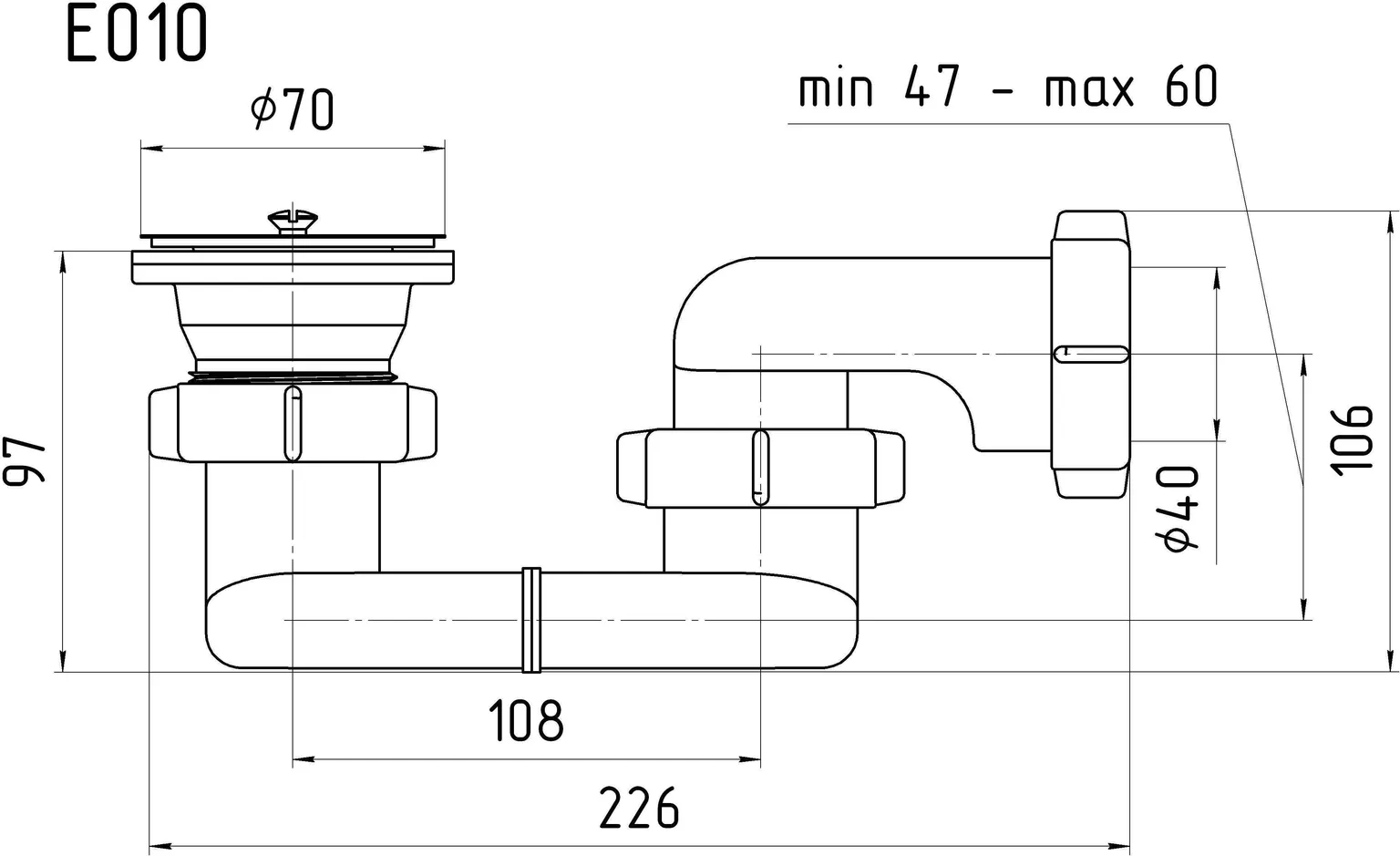 SIFOON DUŠIALUSELE 52MM PESA 1 1/2"X40MM