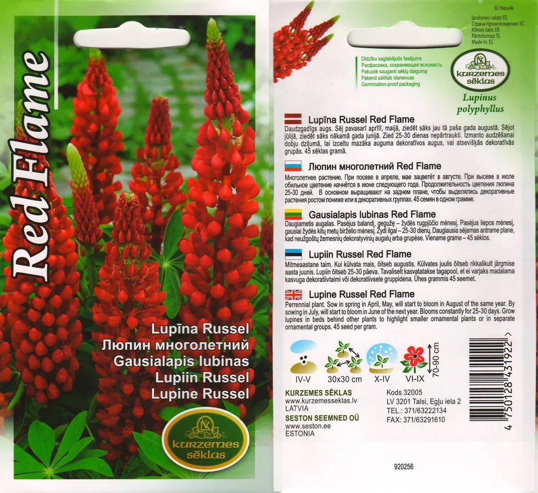 SEEMNED KURZEMES SEKLAS LUPIIN RUSSEL RED FLAME 0,5G