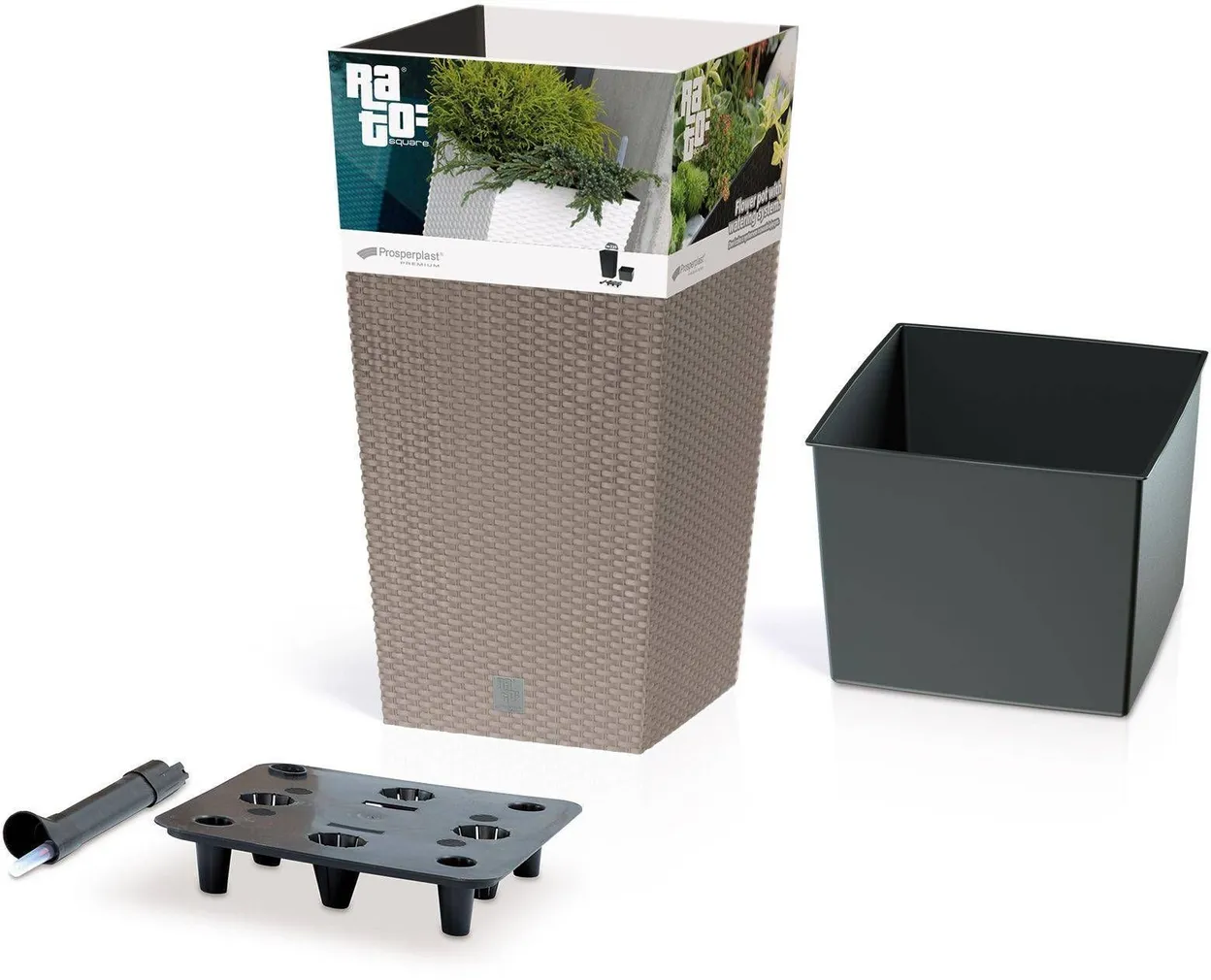 LILLEPOTIÜMBRIS PROSPERPLAST RATO KANDILINE 32,5X32,5X61CM MOCCA