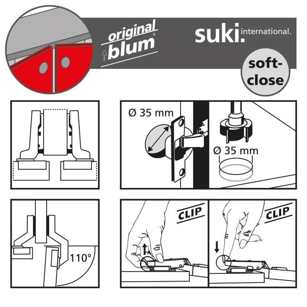 HINGED CILP+VEDRU 35MM 110° POOLPEALE 2TK