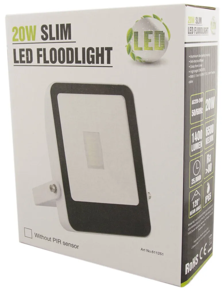 PROŽEKTOR LED 20W SLIM 1400LM IP65 6500K