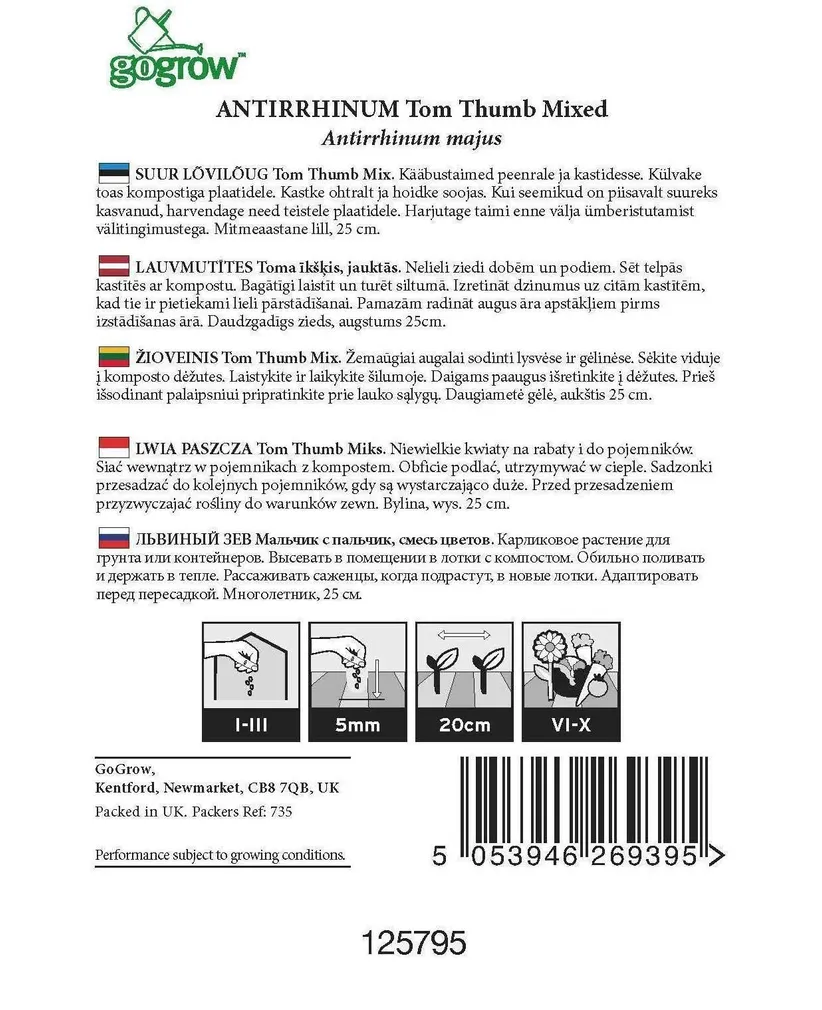 LILLESEEMNED GO GROW SUUR LÕVILÕUG TOM THUMB MIX