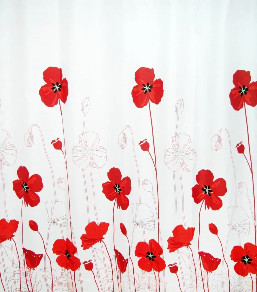 DUŠIKARDIN 180X200CM DUSCHY 628-20 POPPIES POLÜESTER