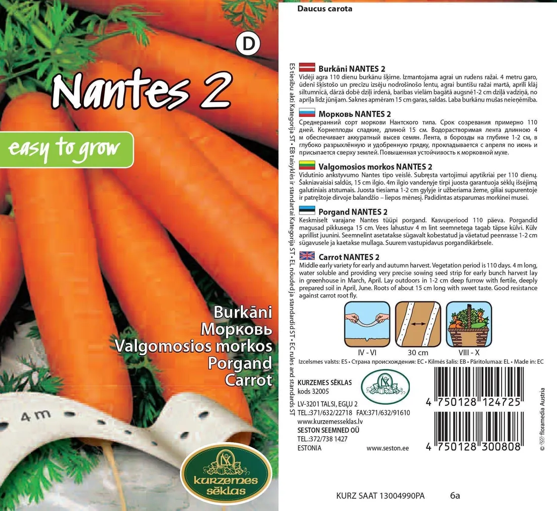 SEEMNED KURZEMES SEKLAS PORGAND NANTES2 4M LINDIL