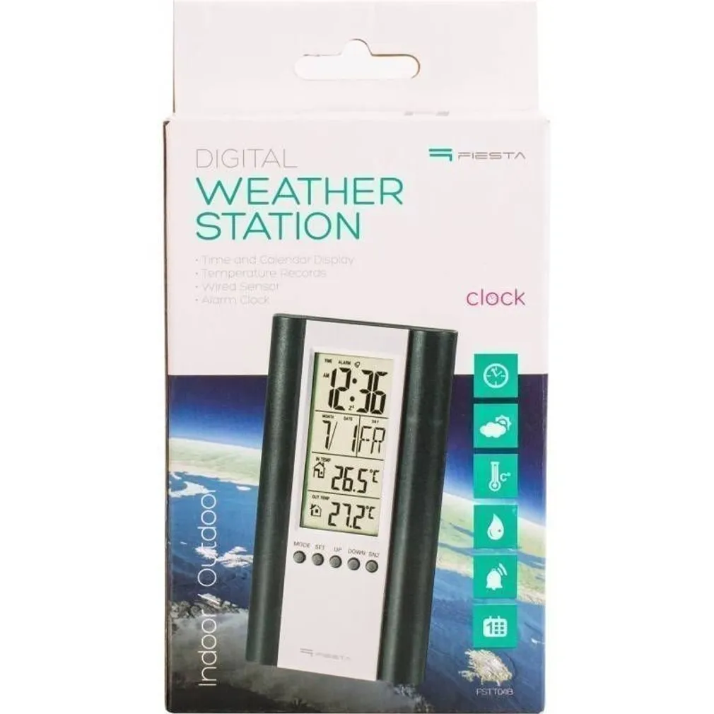 FIESTA DIGITAALNE JUHTMEGA ILMAJAAM-TERMOMEETER, MUST