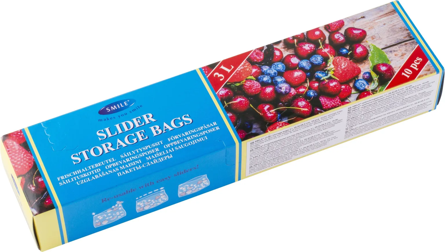SÄILITUSKOTID LIUGSULGURIGA SMILE 3L 10TK PAKIS