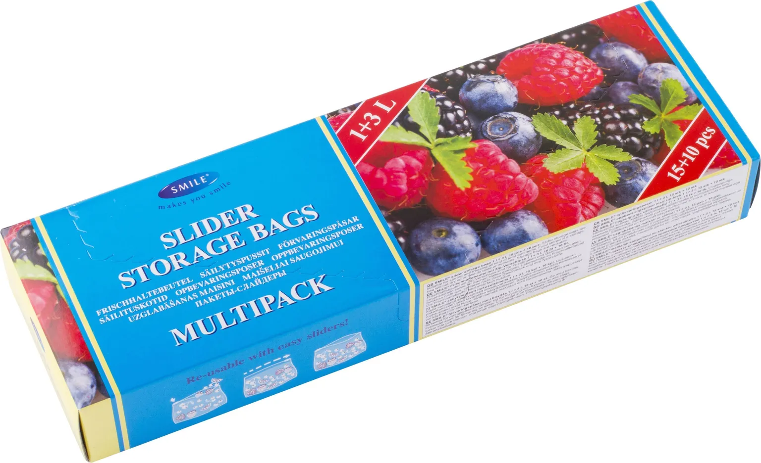 SÄILITUSKOTID LIUGSULGURIGA SMILE 1L JA 3L, 15+25TK PAKIS