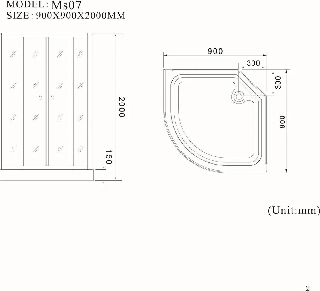 DUŠIKABIIN AQUALINE OW-MS07 BLACK 90X90X15/200CM