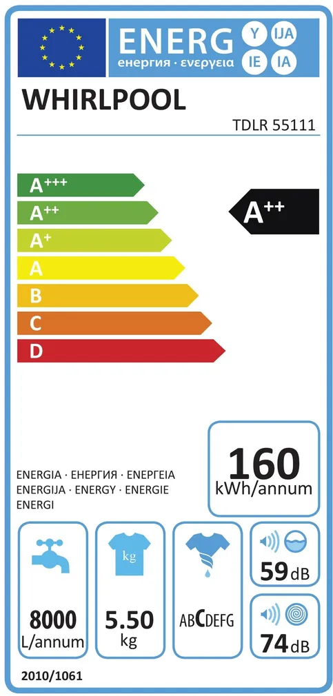 PESUMASIN WHIRLPOOL TDLR55111 PEALTLAETAV A++
